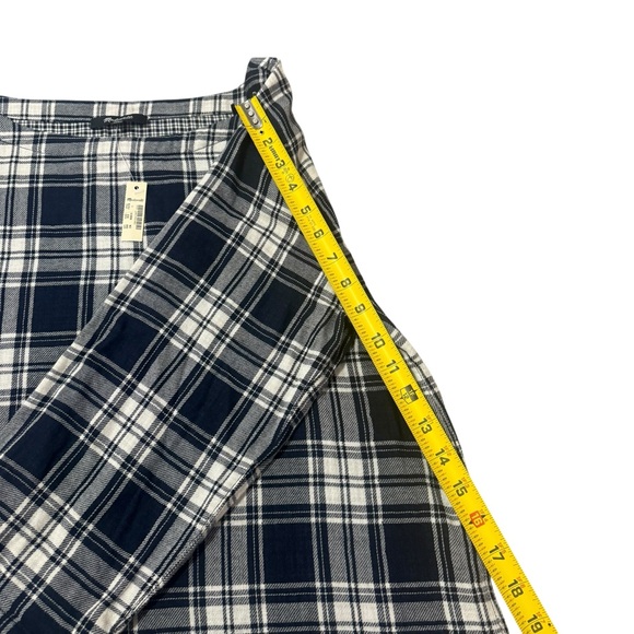 Madewell Navy Blue Flannel Plaid Boxy 3/4 Sleeve Blouse Top Women’s Size Large - Picture 8 of 14